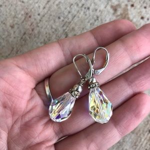 Vintage 925 silver Aurora borealis earrings